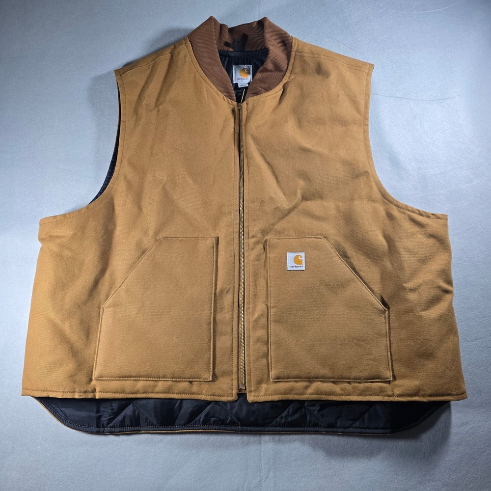 Carhartt V01 BRN Duck Vest Quilt Lined Brown Men's 4XL Big & Tall Excellent